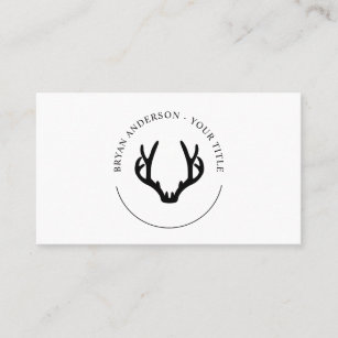Modern Black Antler Logo Business Card