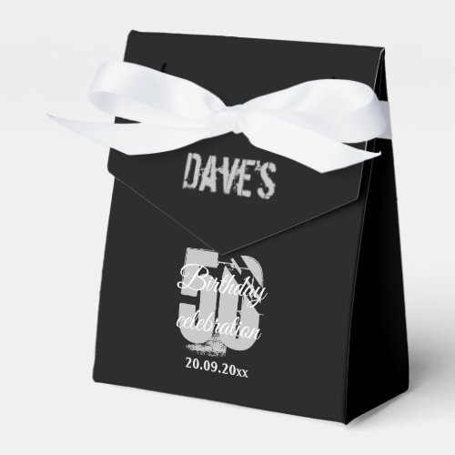 Modern Black Any Age 50th Birthday Party  Favor Boxes