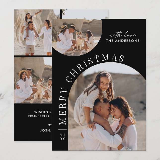 Modern Black Arch Layout Christmas Photo template (Front/Back)