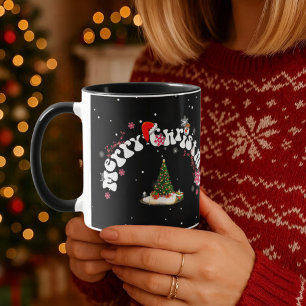 Modern Black Arch Merry Christmas Graffiti Mug