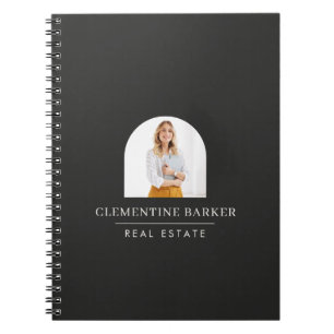 Modern black arch photo Business Branding Notebook