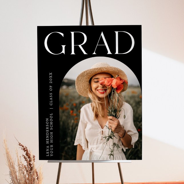 Modern Black Arch Photo Graduation Welcome Foam Board (Creator Uploaded)