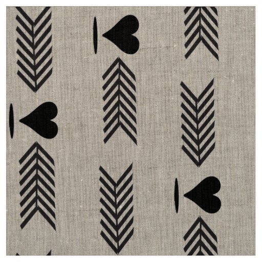 Modern Black Arrow Hearts Fabric