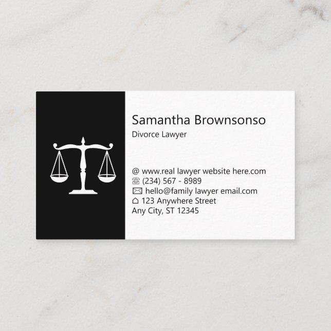 Modern Black Attorney at Law Business Card (Back)