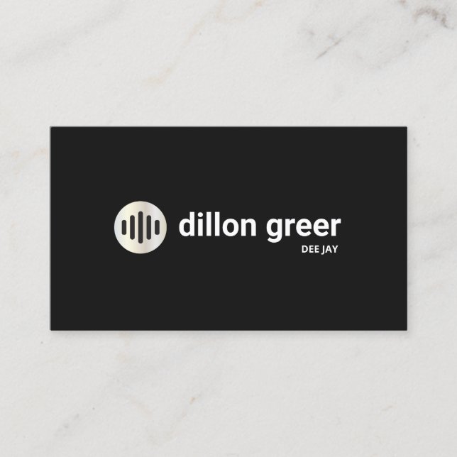 Modern Black Audio Music DJ Business Card (Front)