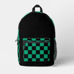 Modern Black Backpack with Green &amp; Blue Accents 