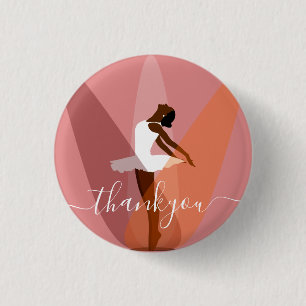 Modern black ballerina ballet dancer illustration button