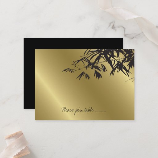 Customizable fatfatin Bamboo Leaves Black Gold Place Card Business Card Templates