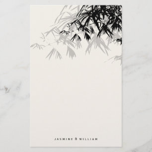 Modern Black Bamboo Zen Asian Wedding Stationery