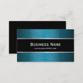 Modern Black Banner Teal Glitter Business Card (Front/Back)