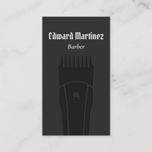 Modern Black Barber Shop Barbershop Hair Clipper Business Card