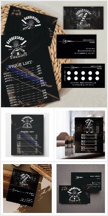 Modern Black Barbershop Business Cards