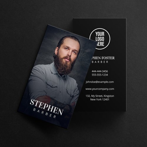 Modern Black Barbershop Hairdresser Hair Stylist Business Card