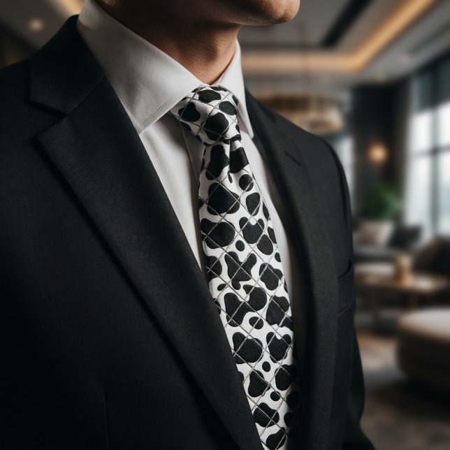 Modern Black Basketweave Texture Geometric Pattern Neck Tie (Creator Uploaded)
