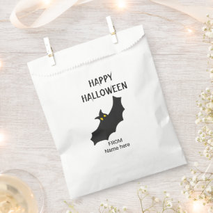 modern black bat script halloween party favor bag