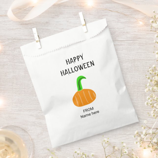 modern black bat script halloween party favor bag (Clipped)