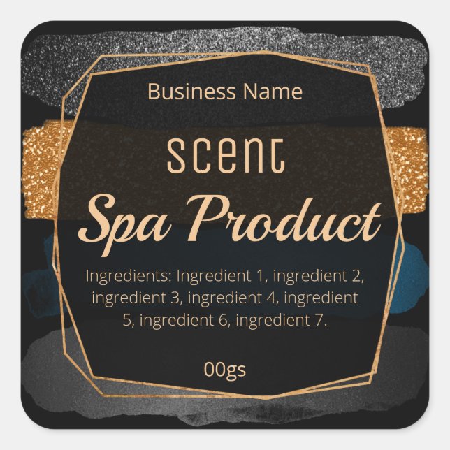 Modern Black Bath Bomb Body Scrub Soak Soap Label (Front)