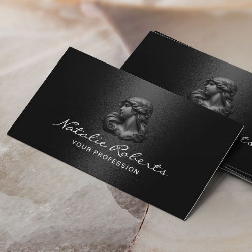 Modern Black Beauty Logo Hair Stylist Salon  SPA Business Card