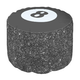 Modern Black Behind the Eight Ball Round Pouf