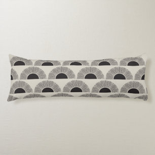 Modern Black & Beige Sunset Abstract Art Pattern Body Pillow