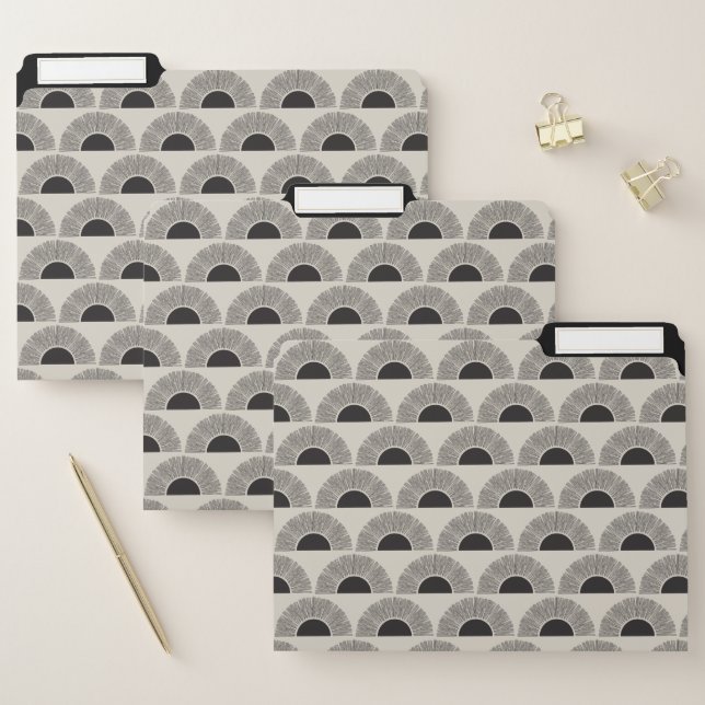 Modern Black & Beige Sunset Abstract Art Pattern File Folder (Set)