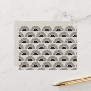 Modern Black & Beige Sunset Abstract Art Pattern Holiday Postcard