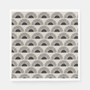 Modern Black & Beige Sunset Abstract Art Pattern Napkins