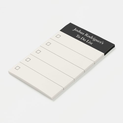 Modern Black Beige To Do List with Name Post_it Notes
