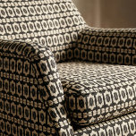 Modern Black Beige Tribal Geometric Ikat Lattice Fabric