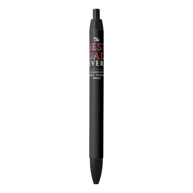 Modern Black Best Dad Ever Father`s Day Pen (Front Vertical)