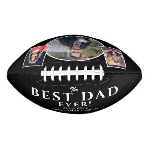 Modern Black Best Dad Father 3 Photo Collage Football