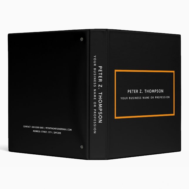 Modern Black Binder with thin orange rectangle (Background)