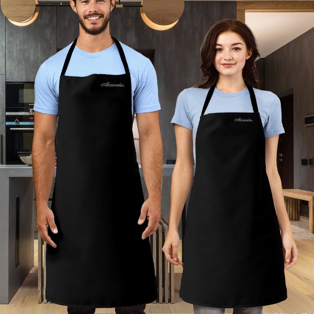 Modern Black Blank template,  White Script Apron (Creator Uploaded)