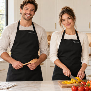 Modern Black Blank template,  White Script Apron