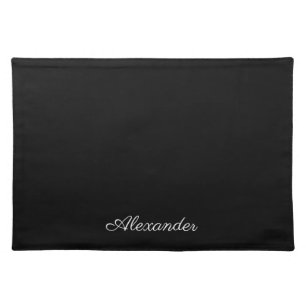 Modern Black, Blank Template White Script Cloth Placemat