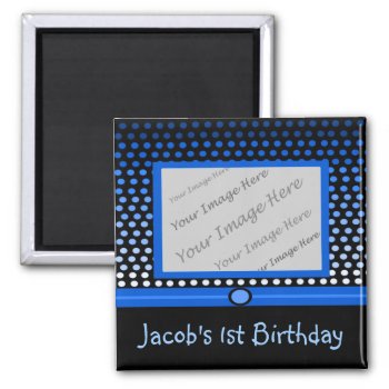Modern Black & Blue Dots Photo Party Favor Magnets by csinvitations at Zazzle