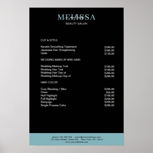 Modern Black Blue_Green Price List Poster