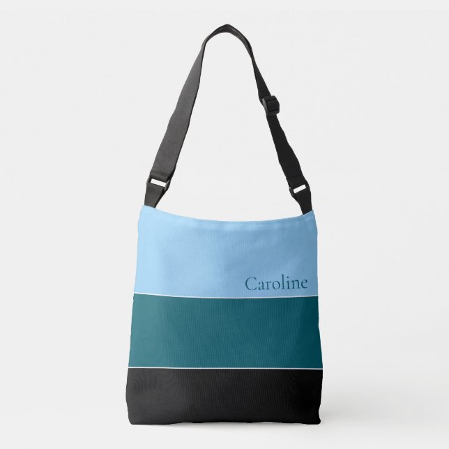 Modern Black Blue Turquoise  Crossbody Bag (Front)