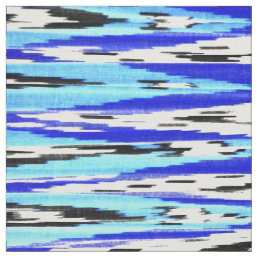 Modern black blue white ikat chevron pattern fabric