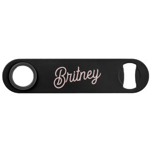Modern Black Blush Dusty Pink Monogram and Name Bar Key
