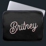 Modern Black Blush Dusty Pink Monogram and Name Laptop Sleeve<br><div class="desc">The Modern Black Blush Dusty Pink Monogram and Name Laptop Sleeve offers a sophisticated blend of black and blush dusty pink with a personalized touch. Designed to protect your laptop in style, this sleeve features a sleek, minimalist design with your monogram and name elegantly displayed. The durable, padded material ensures...</div>