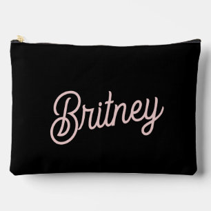 Modern Black Blush Dusty Pink Monogram Name Accessory Pouch