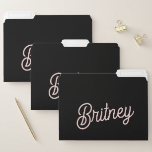 Modern black Blush Dusty Pink Monogram Name  File Folder