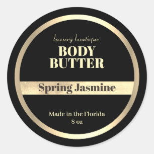 Modern Black Body Butter Spa Salon Product Classic Round Sticker