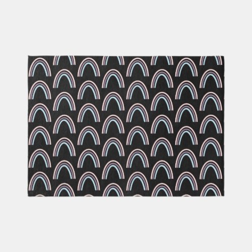 Modern Black Boho Rainbow Pattern Rug