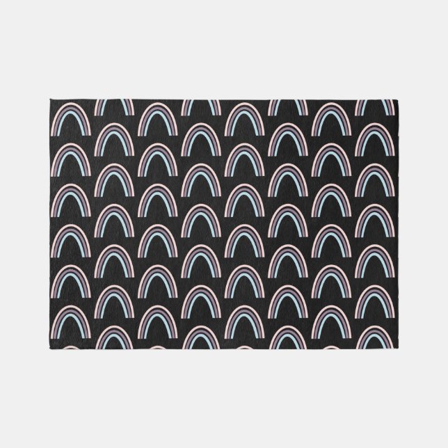 Modern Black Boho Rainbow Pattern Rug (Front)