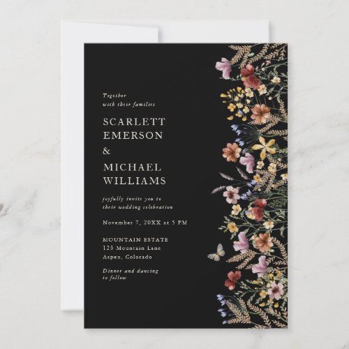 Modern Black Boho Wedding Invitation