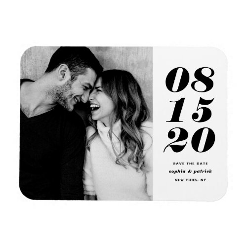 Modern Black Bold Date Typography Save the Date Magnet