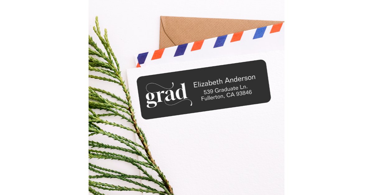 Graduation Invite Labels Modern Black Bold Graduation Invitation Return Label | Zazzle
