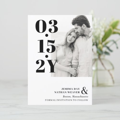 Modern Black Bold Typography Photo Save The Date